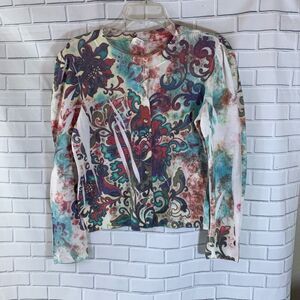 Daniel Benjamin Swirl Pastel Print Cardigan Size M